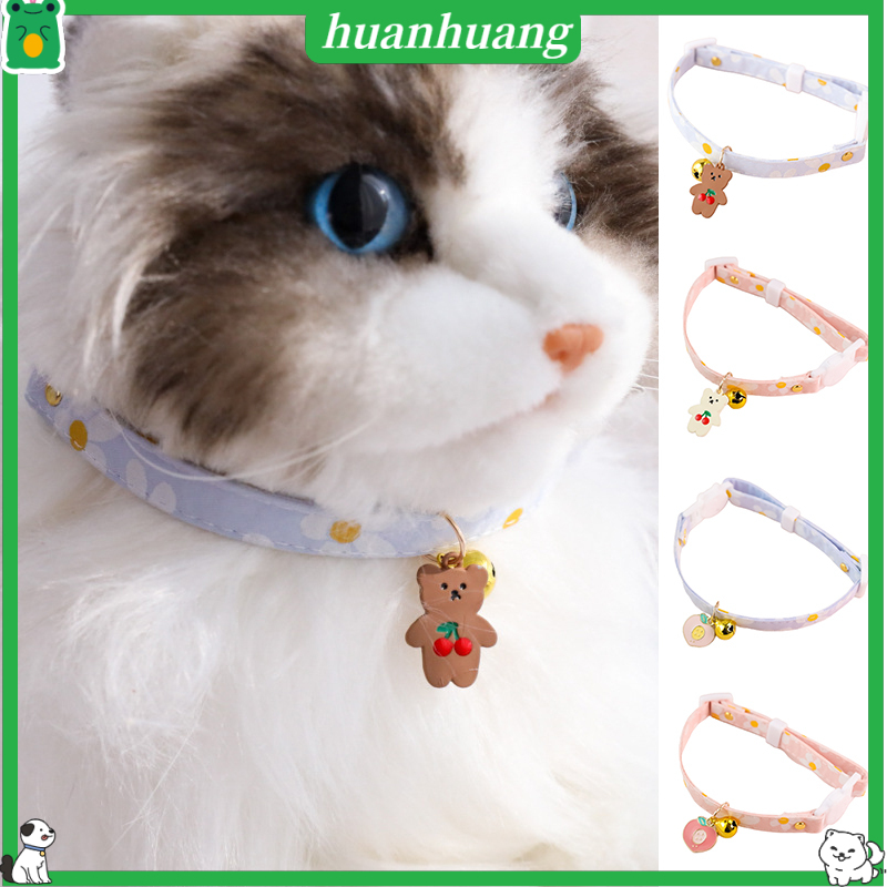huanhuang\Pet Collar High Elasticity with Bells Adjustable Dots Pattern Ribbon Cute Puppy Collar for Daily Wear