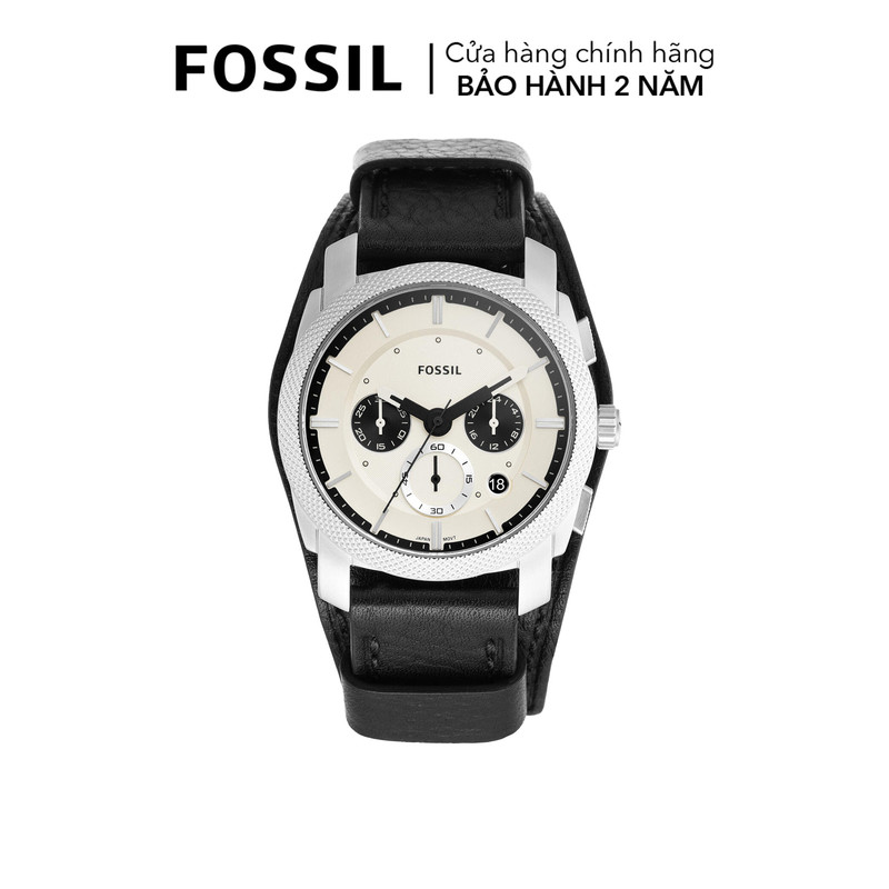 Đồng hồ nam fossil machine dây da, mặt 42 mm, màu đen, fs5921