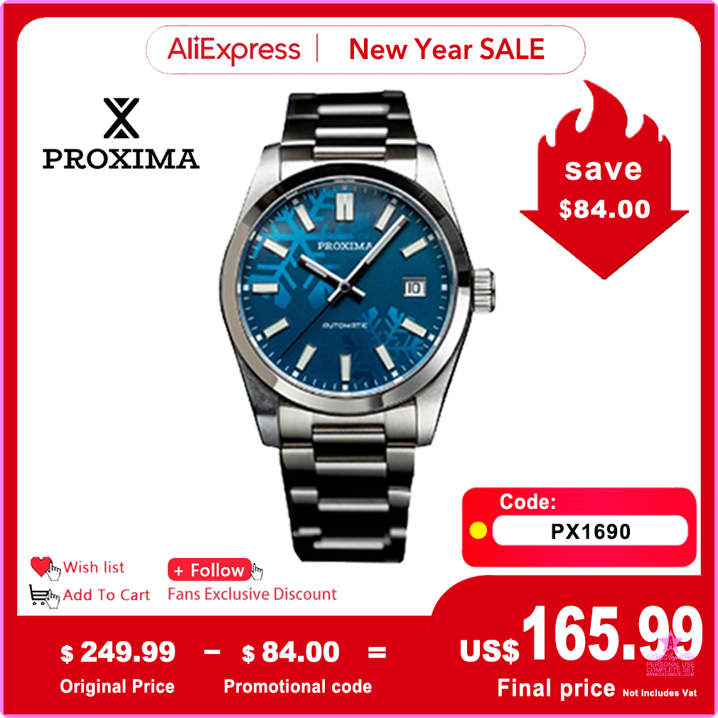 [oop007] Proxima PX1690 Mannen Vintage Horloge 37Mm Sneeuwvlok Man Wijzerplaat Sport Horloges Luxe Sapphire PT5000 SW200 Automatische Mechanische 20Bar ราคา  18,762 บาท*ส่งฟรี