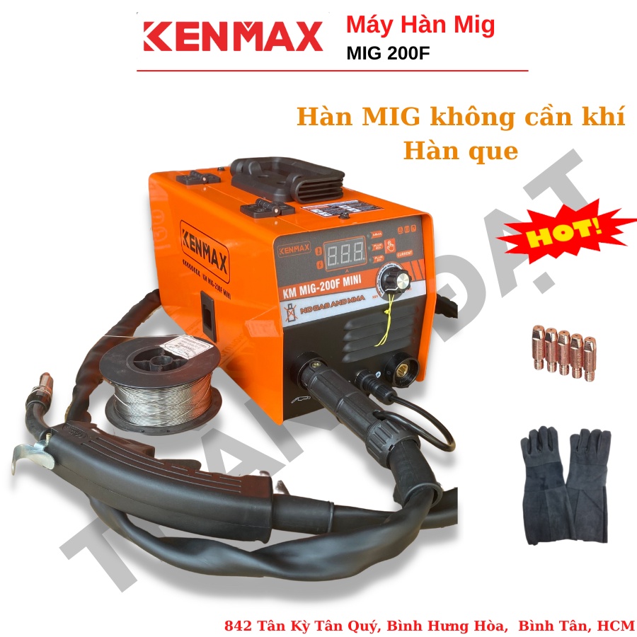 Máy hàn mig 1 chức năng Kenmax 200F, máy hàn mic không dùng khí tặng cuộn dây hàn 1kg