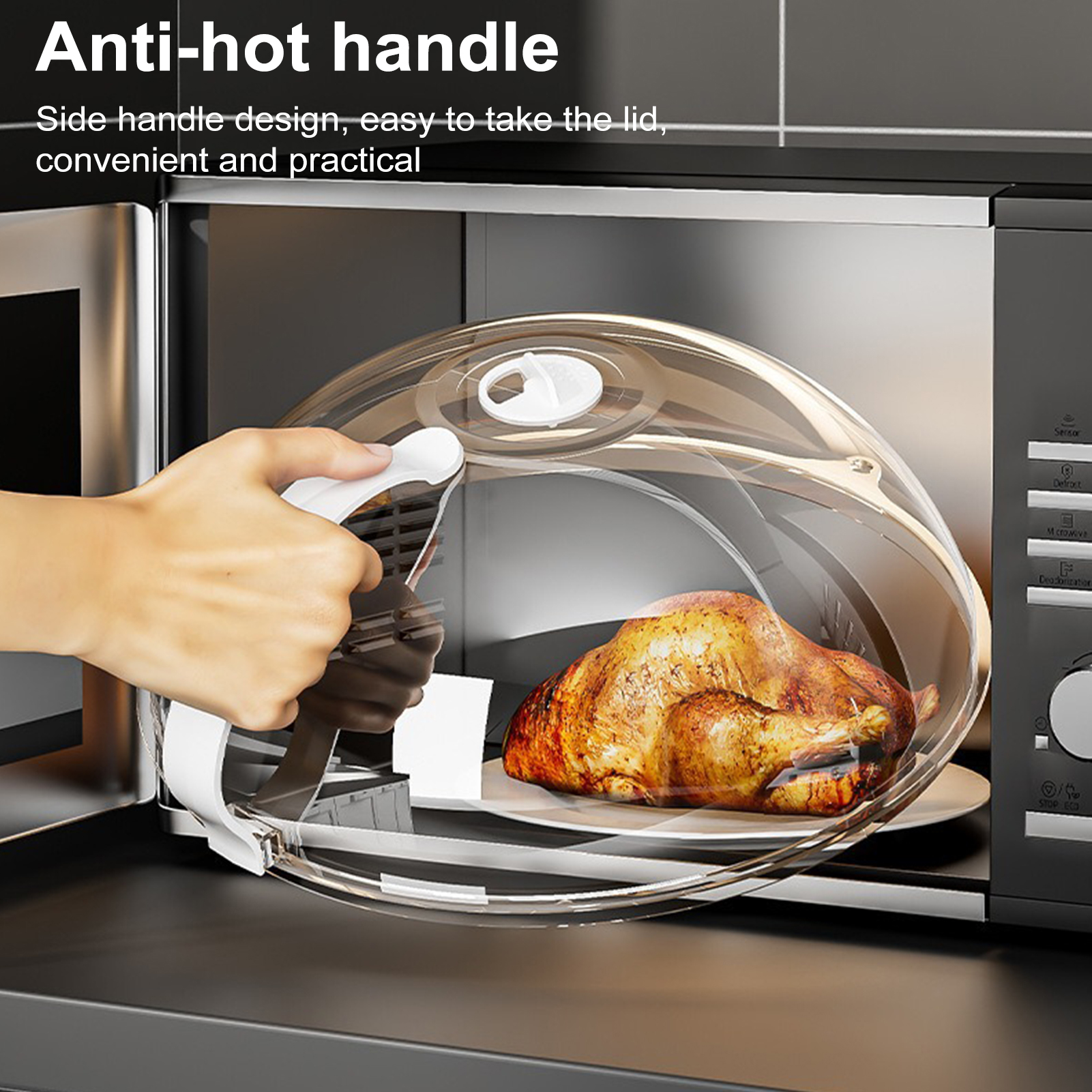 Transparent Microwave Cover Temperature-resistant Microwave Splash Hood Transparent Microwave Splatter Cover with Adjustable Vent Cool-touch Handles Bpa-free Anti-splash Food Protector for Home
