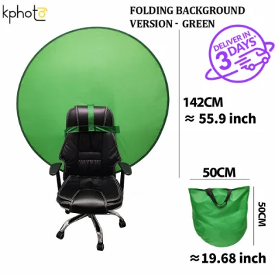 【 Ready Stock 】Kphoto 142cm 56inch Round Green Screen Backdrops Photography Background Portable Fold Reflector for Live broadcast YouTube Video Studio