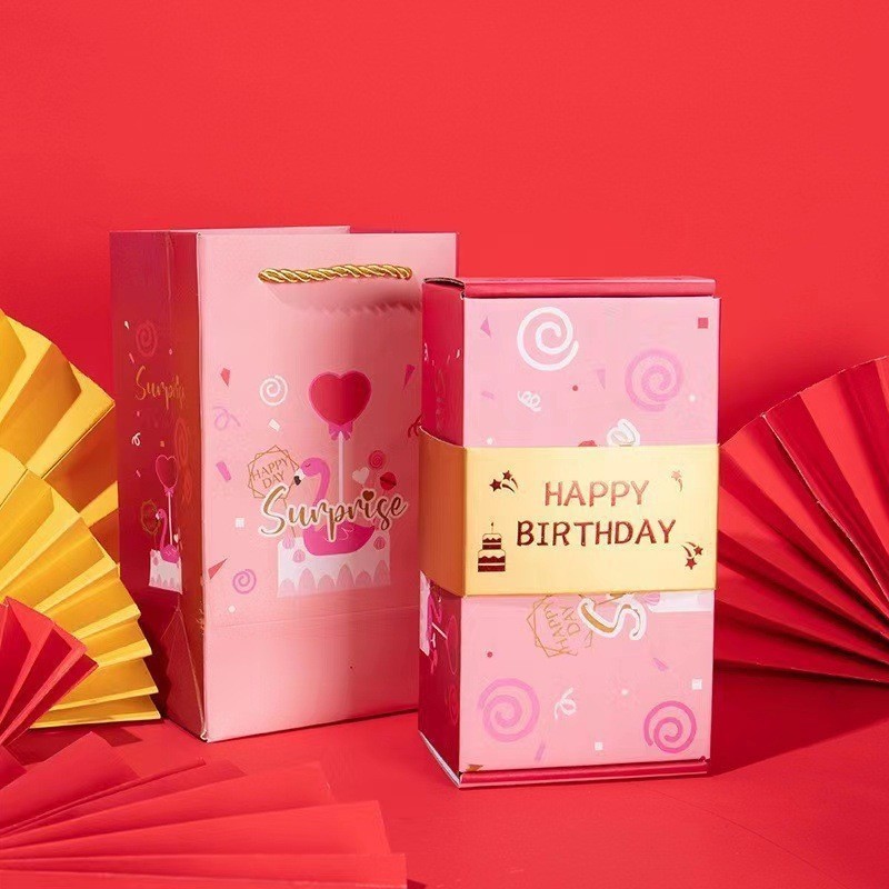Surprise Bouncing Red Envelope Box Birthday Gift Box Valentines Day Gift Bouncing Box for Happy Birthday 生日快乐