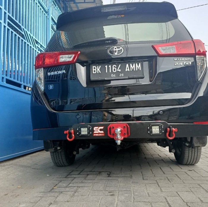 TOWING BUMPER PENGAMAN BELAKANG MODEL OFFROAD+ LAMPU LED INNOVA REBORN-Permobilanshop Harga 1,700,000 rupiah*Gratis Ongkir