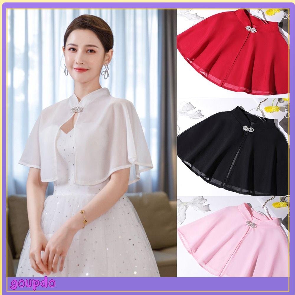 GOUPDO Phụ nữ Áo choàng cưới Phụ kiện đám cưới Quấn cô dâu Áo choàng dạ hội buổi tối Khăn choàng cô dâu đám cưới Áo choàng cô dâu Khăn choàng voan