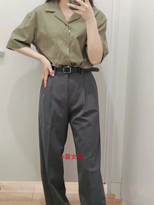 Nhật Bản xác thực Uniqlo Nhật Bản quần áo nam đơn nữ mùa xuân và mùa hè cotton lanh cổ áo mở Áo Sơ M