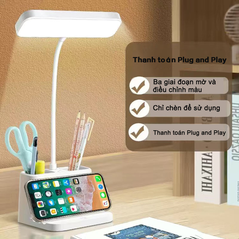 Đèn bàn học đọc sách bảo vệ mắt TLDL cảm ứng, đèn học chống cận 3 chế độ sáng cao cấp,  làm mờ vô cấp, cảm ứng, kèm dây sạc tiện lợi