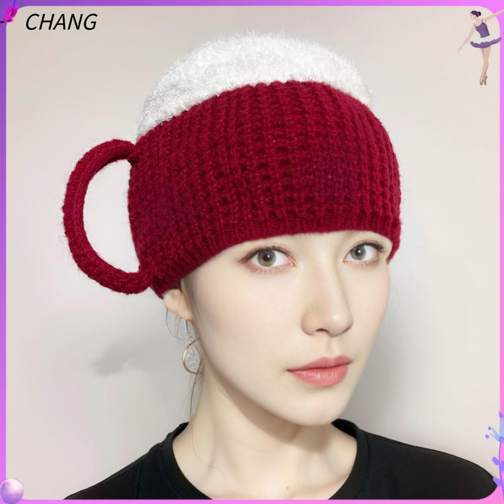 CHANG Ấm tai Mũ cốc bia 3D Những người yêu thích bia Dành cho Nam Nữ Mũ mùa đông Sáng Tạo Món quà Vui nhộn Valentine Mũ Dệt