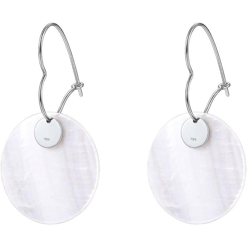 [Giải phóng mặt bằng] silvora phụ nữ Bông tai bạc 925 Hoop vỏ khuyên nụ cho phụ nữ trang sức sinh nhật cưới