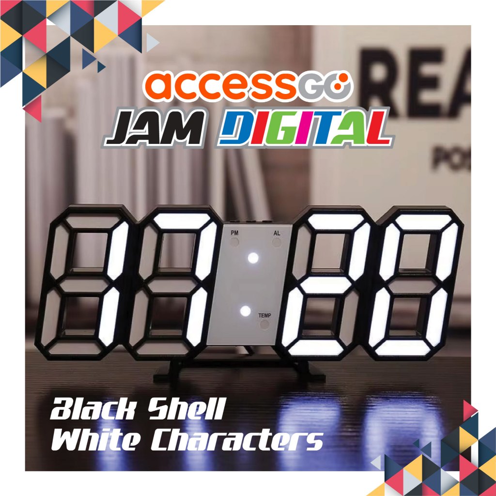 Jam Alarm Dinding DIgital 3D Bisa Cek Suhu Temperatur ACCESSGO LED DIGITAL CLOCK Jam Meja Dinding Estetik Premium