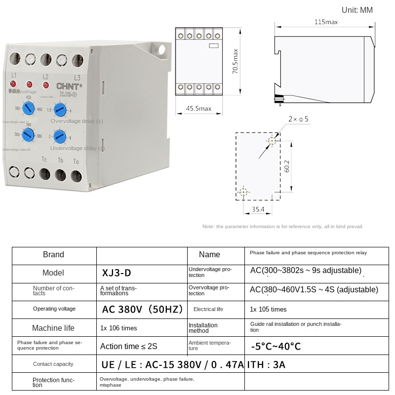 Rơ-le XJ3-D Bảo Vệ Đứt Pha và Sai Pha XJ3-G/XJ3-D CHINT AC380V cho Động Cơ và Máy Bơm – Bảo Vệ An Toàn, Hiệu Quả