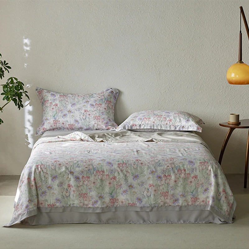 （household） 60S Lycell Tencel Bedding Stitch Chinese Style Luxury Summer Quilt Stitch Comforter Lightweight Double King Quilt Blanket 이불 이불 ราคา  6,206 บาท*ส่งฟรี