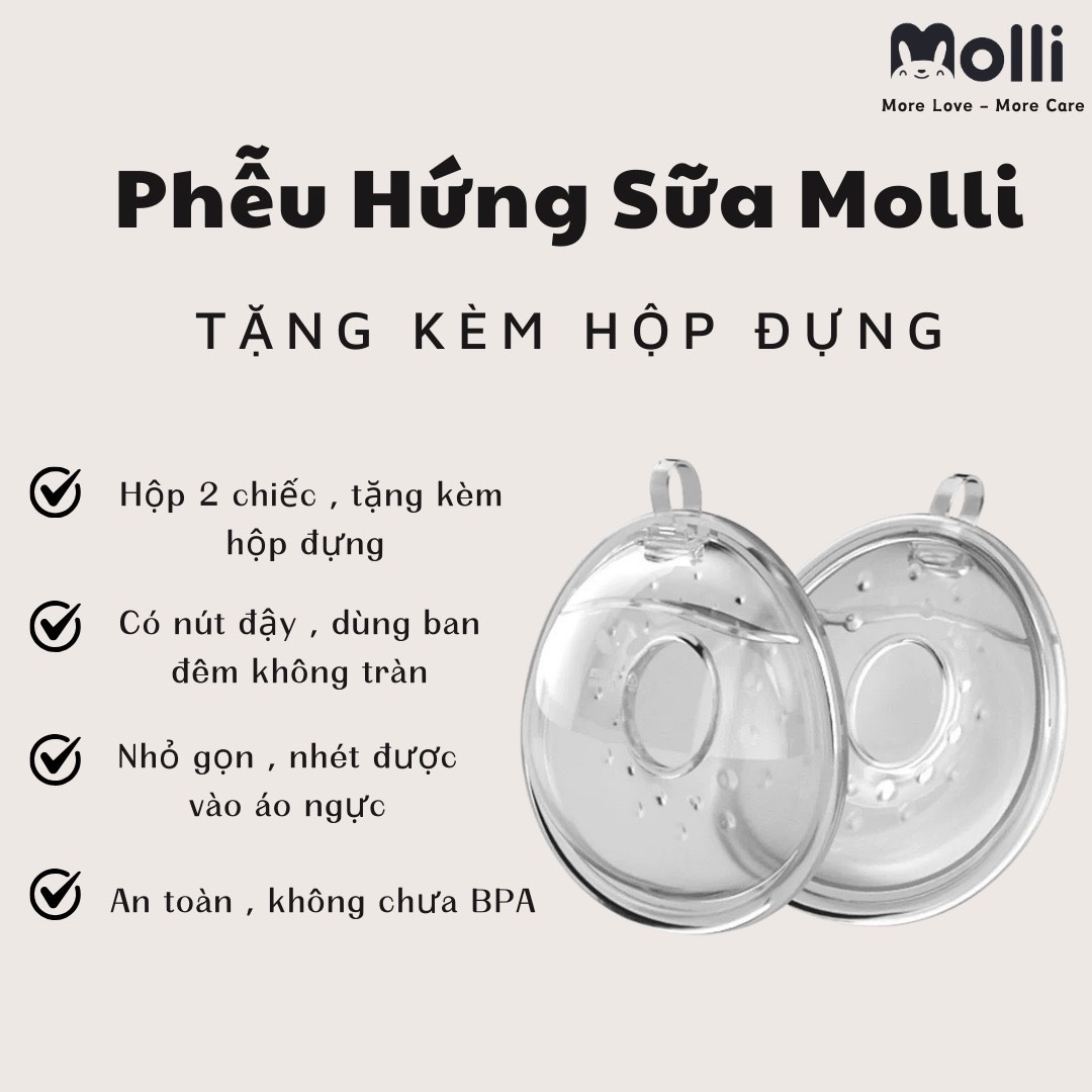 Femi Molli 2 Phễu hứng sữa Molli cao cấp thiết kế vừa vặn cho mẹ Bebi123shop