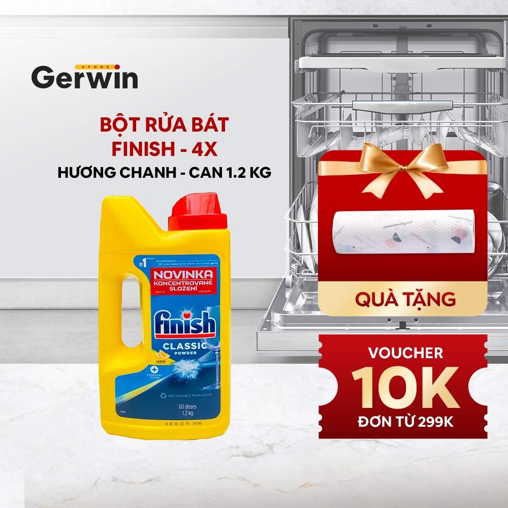 Bột rửa bát Finish 4x hương chanh, làm sạch chén bát, chuyên dụng cho máy rửa bát