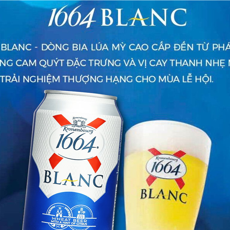 Thùng 24 Lon Bia Blanc 1664 330ml