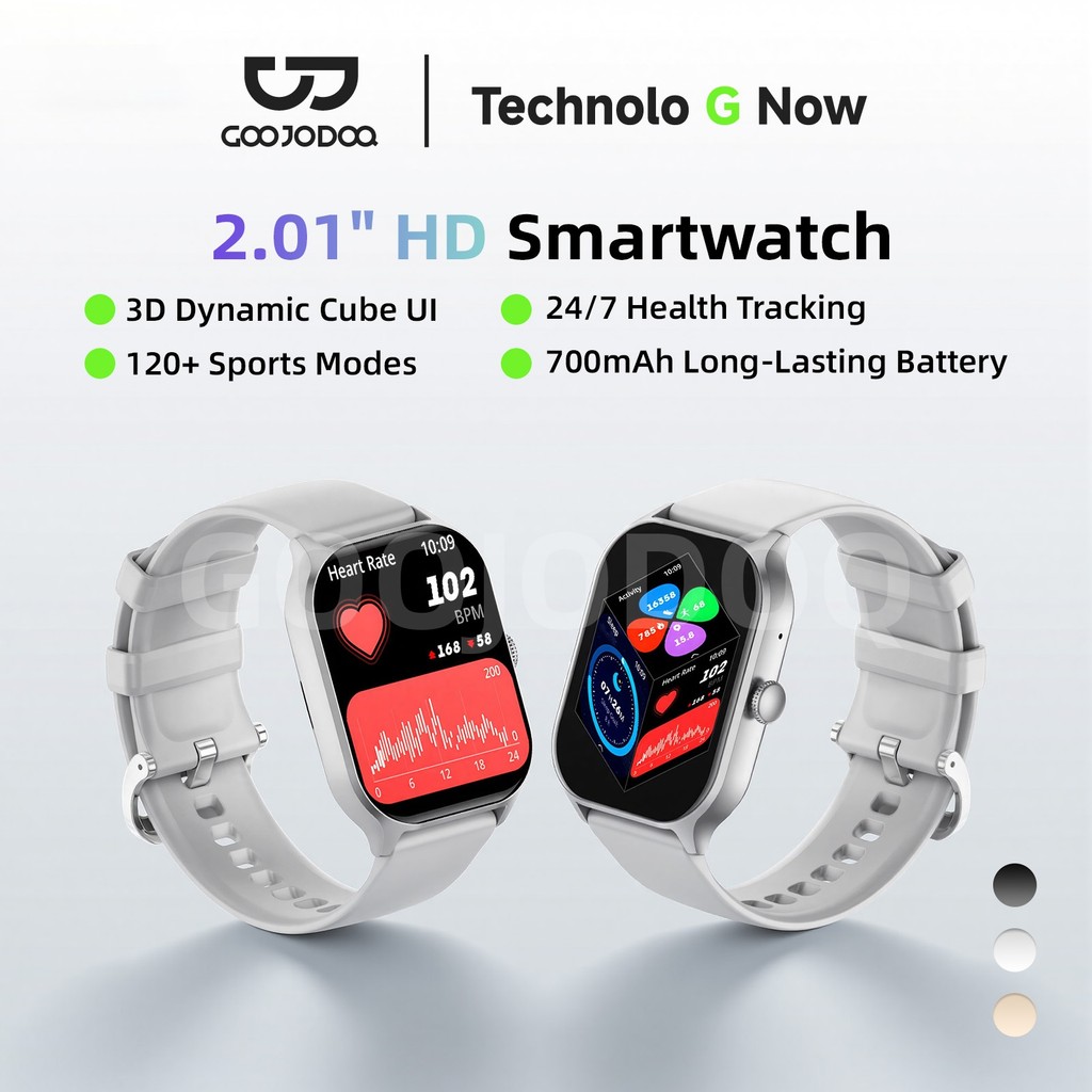 Goojodoq 700Mah Smartwatch 2.01" Hd Large Display 24/7 Health Monitoring 3D Dynamic Cube Ui Smart Notifications and Calls ราคา 560 บาท*ส่งฟรี