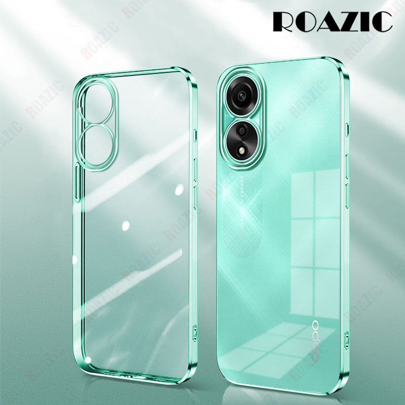 ROAZIC For OPPO A78 4G Phone Case Luxury Plating Edge Transparent Soft