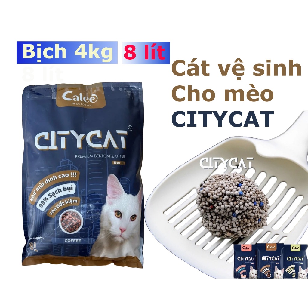 Cát vệ sinh mèo City 8l 4kg,khử mùi vón cục tốt
