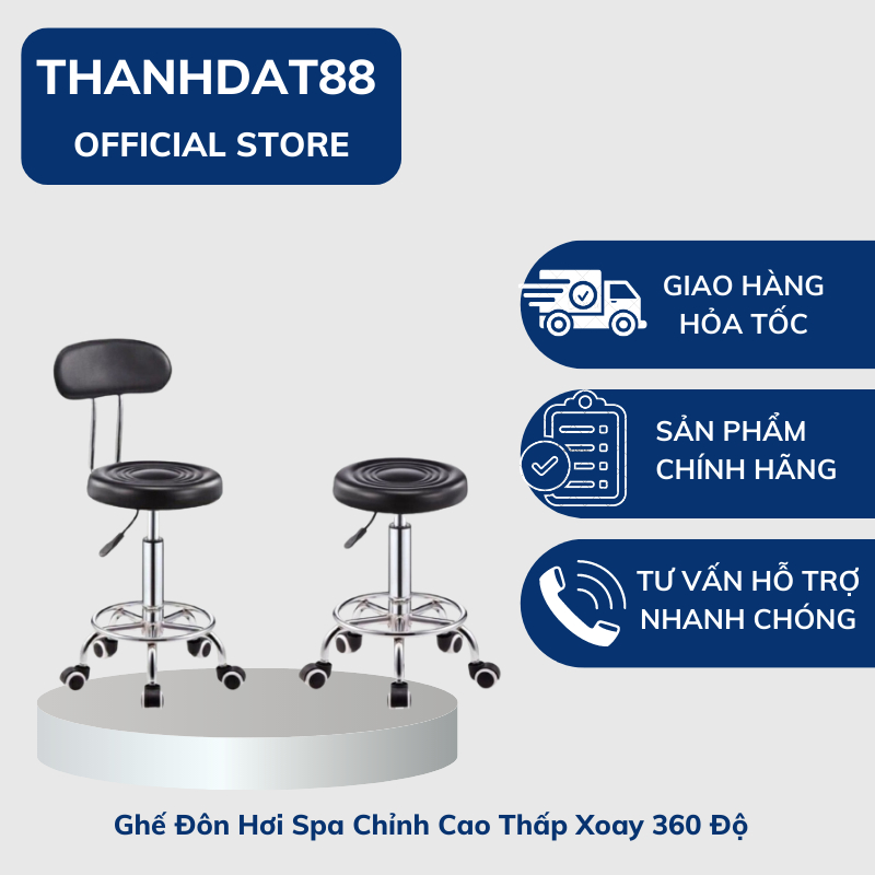 Ghế đôn hơi spa chỉnh cao thấp xoay 360 độ ghế mặt phẳng và ghế múi. dùng cho spa tmv