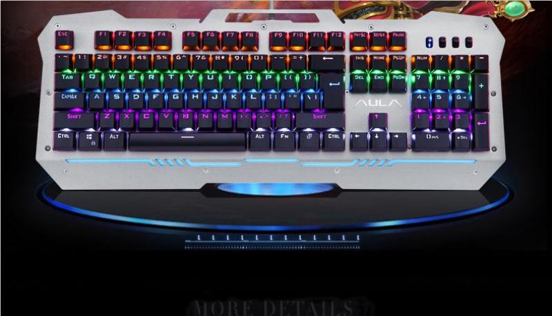 AULA F2009 Mechanical Keyboard Keyclick 104 Key Horse Racing Mixed Light Chicken LOL Game Waterproof USB Wired Keyboard Singapore