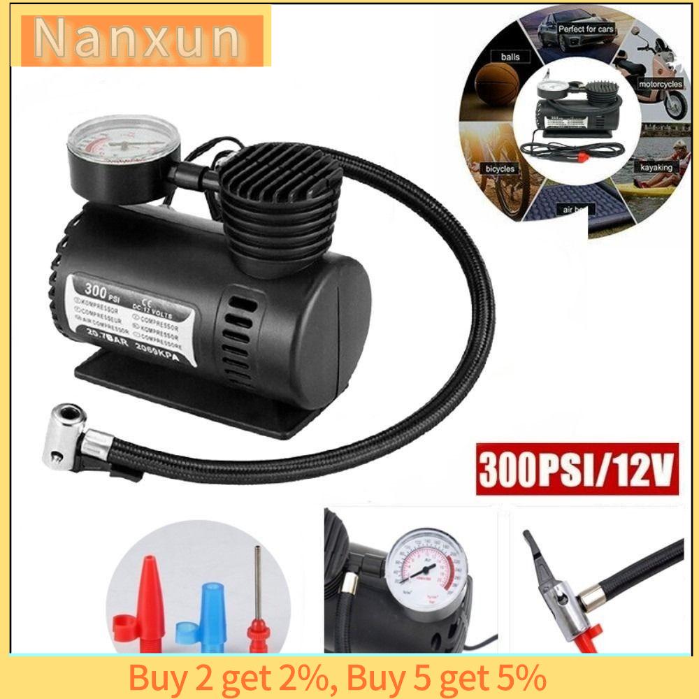 NWSJ Với đồng hồ đo áp suất cơ học Bơm lốp máy nén Xe máy DC 12V Bơm lốp xe ô tô Phổ thông Di động Bơm lốp điện