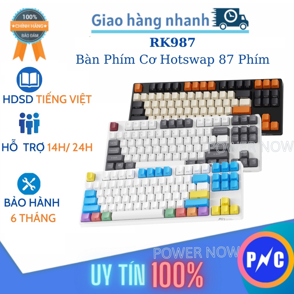 3 NGÀY XẢ KHO - Bàn Phím Cơ Không Dây HOTSWAP RK987, RK71 Led RGB & Đơn Sắc. Ba Chế Độ Bluetooth 5.0/ Wifi – Kèm USB Receiver/ Có Dây