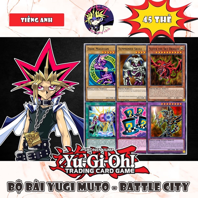 Yugioh tiếng anh - bộ bài yugi muto - battle city 45 thẻ.