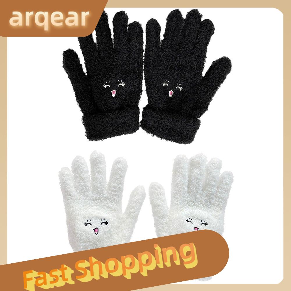 ARQEAR529453 1pair Adult Embroidered Cycling Gloves Mink Fleece Glove
