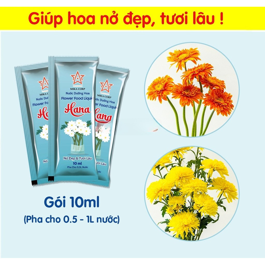 Nước Dưỡng Hoa Tươi Lâu Hana 20/50/100 Gói - Nước Cắm Hoa Giúp Hoa Nở Đẹp Lâu Tàn