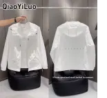 QiaoYiLuo Nam có mũ áo khoác chống nắng ngắn thường đa năng mỏng quần áo chống nắng
