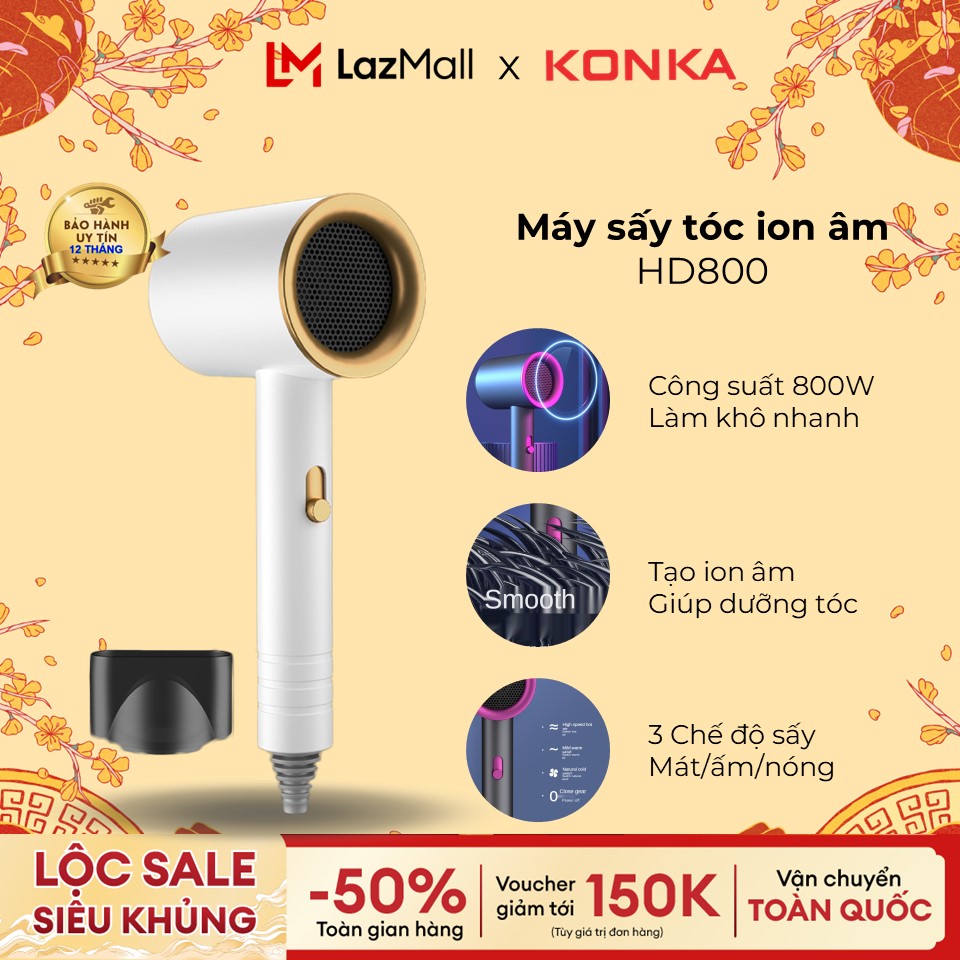 Máy sấy tóc tạo kiểu, Máy sấy tóc cầm tay đa năng kiểu dáng đẹp tấm nhiệt siêu bền sấy tóc nhanh chóng với công suất 800W