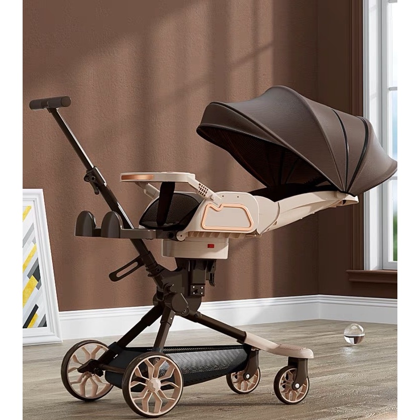 Xe đẩy 2 chiều gấp gọn cao cấp cho bé sơ sinh có bàn ăn dặm và đệm lót cho bé_Hulk.Kids - 2