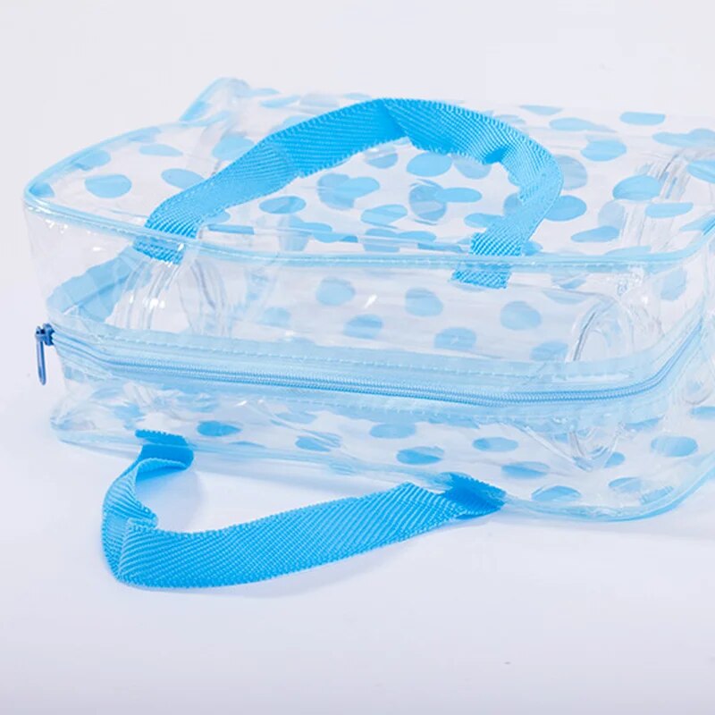 In chấm trong suốt PVC tắm túi đựng mỹ phẩm cô gái hộp đựng đồ trang điểm du lịch trang điểm khóa kéo vẻ đẹp túi giặt vệ sinh cá nhân lưu trữ Kit