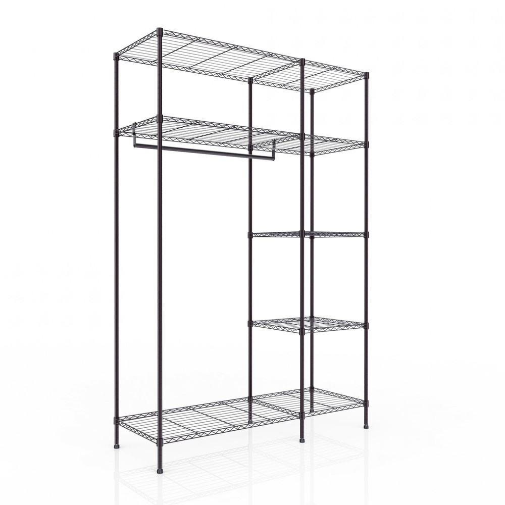 Global House HAWDD ราวแขวนตั้งพื้นพร้อมชั้นปรับระดับได้ รุ่น PENNY ขนาด 45x120x180ซม.สีดำ รับประกันของเเท้! ราคา 2,268 บาท*ส่งฟรี