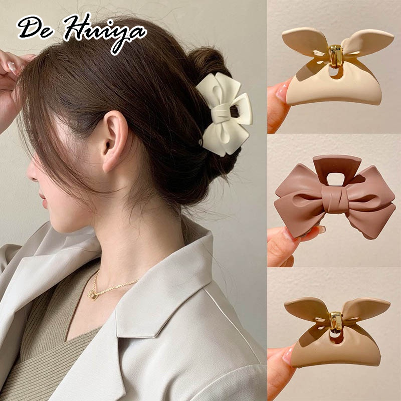 DEHUIYA กิ๊บติดผมโบว์สีกาแฟนมเกาหลีน่ารักเหมาะสำหรับผู้หญิง ราคา 14 บาท*ส่งฟรี
