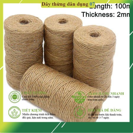 Cuộn 410m dây thừng trang trí 2mm Dây Bố trang trí, dây thừng gai,dây xơ dừa trang trí, làm đồ handmade