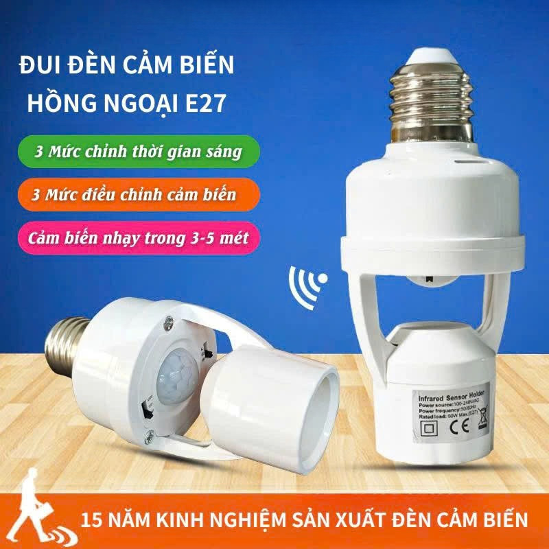 Đui Đèn E27 Cảm Biến Chuyển Động ZS-027 – Góc Cảm Ứng 120°, Tiết Kiệm Điện Cho Gia Đình