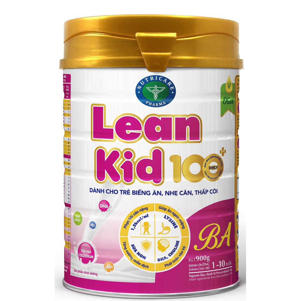 Sữa Lean Kid 100+ BA 900g_Dành cho trẻ từ 1 đến 10 tuổi