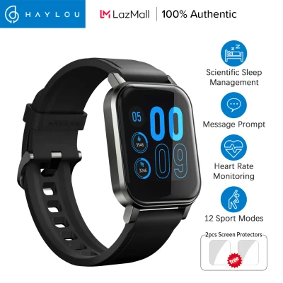 Haylou Smartwatch LS02 English Version 12 Sport Modes 1.4 inch Large HD Screen Bluetooth5.0 Smart Watch Long Standby IP68 Waterproof Sleep Management Smartwatches