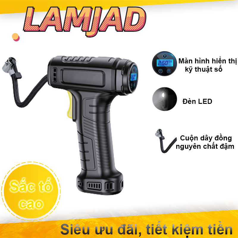  Máy bơm điện ô tô không dây Máy bơm không dây cầm tay Phát hiện áp suất thông minh có đèn LED Thích hợp cho xe đạp xe máy ô tô bóng bay 