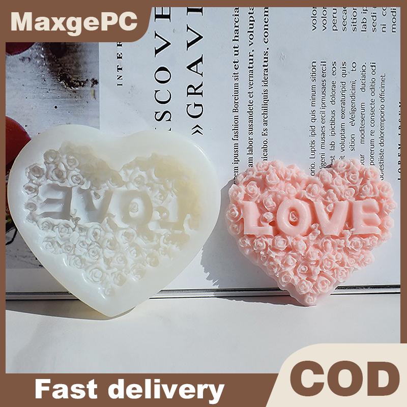 MaxgePC 1 cái khuôn silicon hình trái tim hoa hồng dụng cụ làm thạch cao nến Hoa Tình Yêu Tự làm khuôn đá sô cô la trang trí quà tặng ngày lễ tình nhân