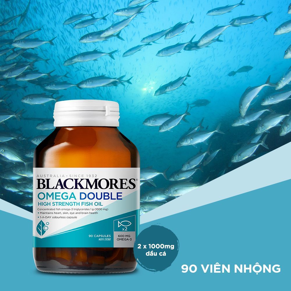 [Hàng CTY] Blackmores Omega Double High Strength Viên Dầu Cá Bổ Sung Omega Hỗ Trợ Cho Tim, Mắt và Da - - Phù hợp cho người ít ăn cá, người bận rộn  - Duy trì sức khỏe tổng thể của tim, da, mắt, não.  - Hỗ trợ làm giảm các chứng cứng cơ, đau khớp, sưng viê
