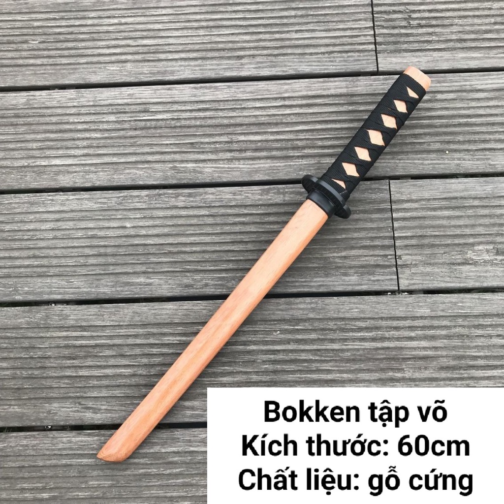 (Tặng kèm đế) Thanh Bokken bằng gỗ căm xe cực kỳ chắc chắn dùng để tập võ Kendo Laido Aikido