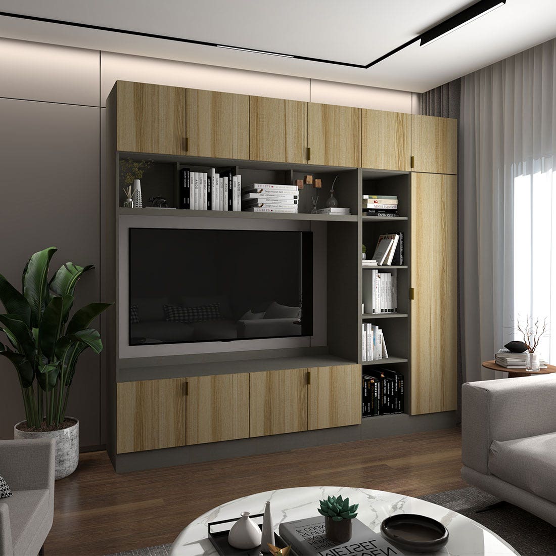 SB Design Square KONCEPT FURNITURE ชุดวางทีวี 240 ซม. รุ่น Contini Plus สีไม้โทนอ่อน ราคา 16,900 บาท*ส่งฟรี