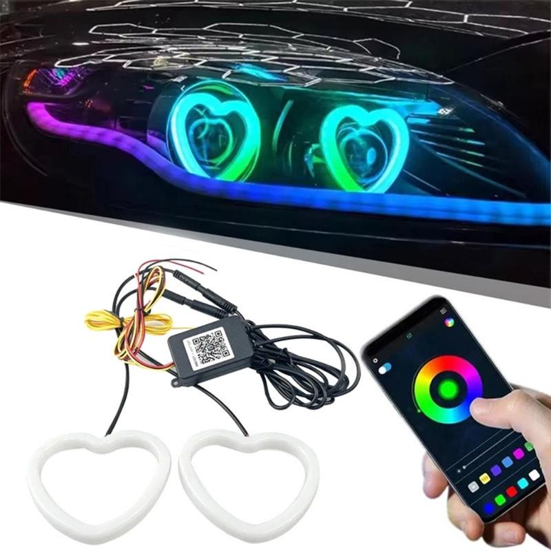 Xe hơi phổ thông lái xe đèn cảnh báo DRL đèn pha đèn trang trí di động ứng dụng điều khiển xe dẫn thiên thần mắt Nhẫn