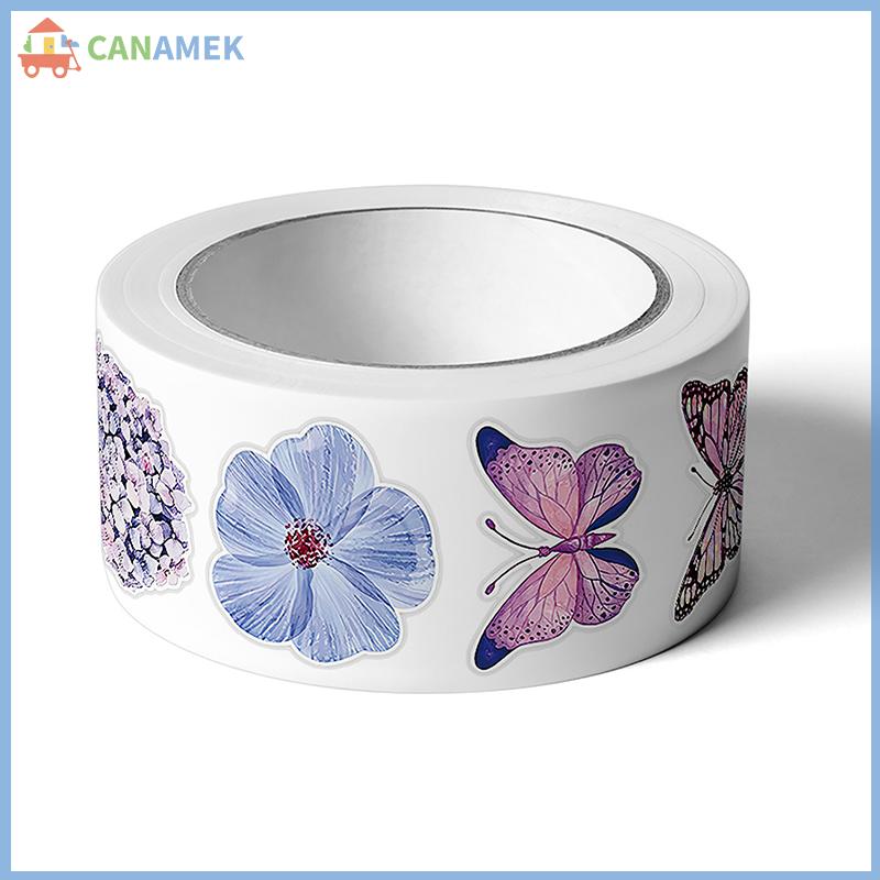CANAMEK 500 cái cuộn tinh tế sáng tạo Bướm hoa Sticker đầy màu sắc bướm decals dễ thương trang trí dán văn phòng phẩm quà tặng