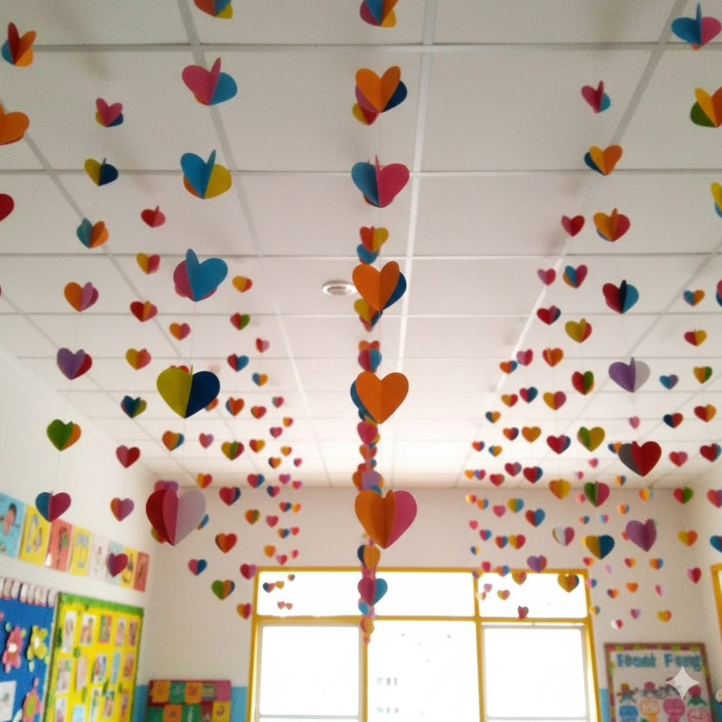 Gantungan Kertas 3D LOVE dekorasi tirai jendela kamar rumah kelas