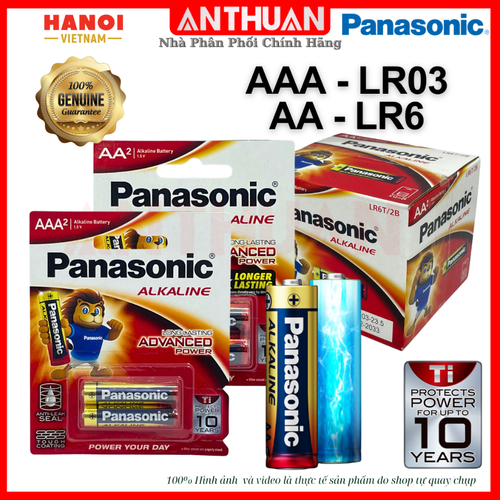 Hộp 24 viên Pin AA - AAA Panasonic Alkaline LR03 LR6 Pin Tiểu 2A Pin Đũa 3A hàng chính hãng cao cấp