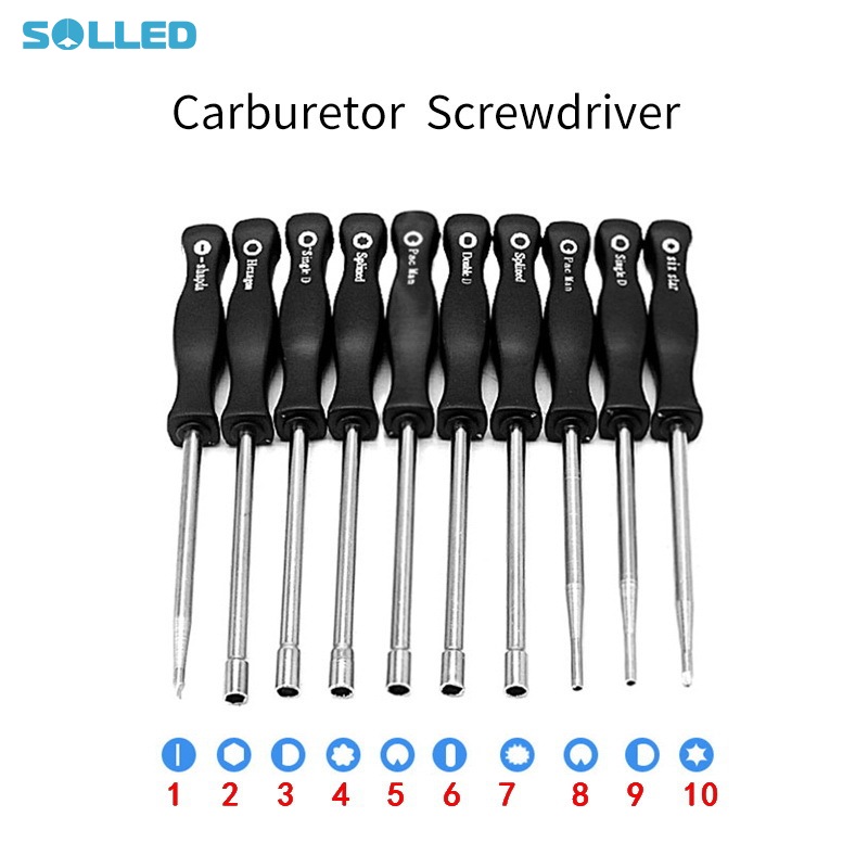 Pack-of-10 Carburetor Adjustment Tool Carburator Adjusting Kit Double D, Single D Multi-head Tune-up Screwdriver Set Small Engine Carb Trimmer