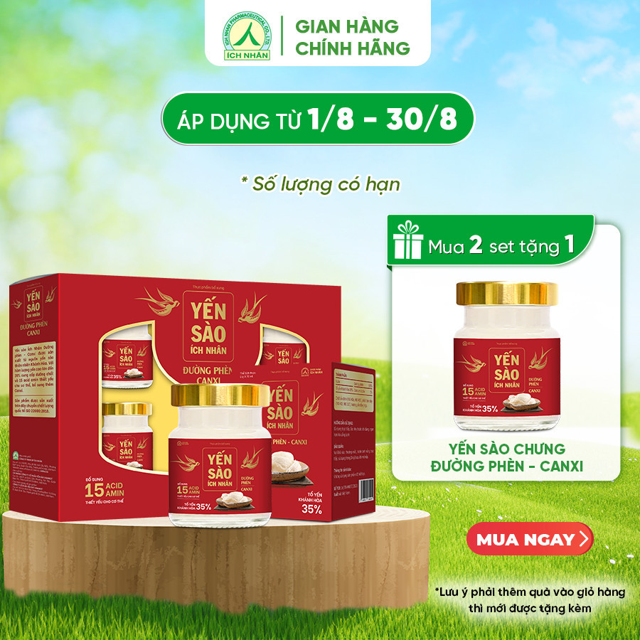 Yến Sào Ích Nhân Đường Phèn Canxi SET 6 LỌ 70ml bồi bổ sức khỏe, giúp xương chắc khỏe, tăng cường miễn dịch, tăng sức đề kháng
